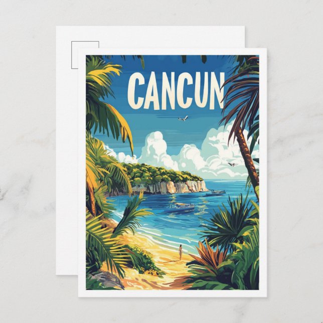 Cancun Mexico Vintag Illustration Travel Postkarte (Vorne/Hinten)