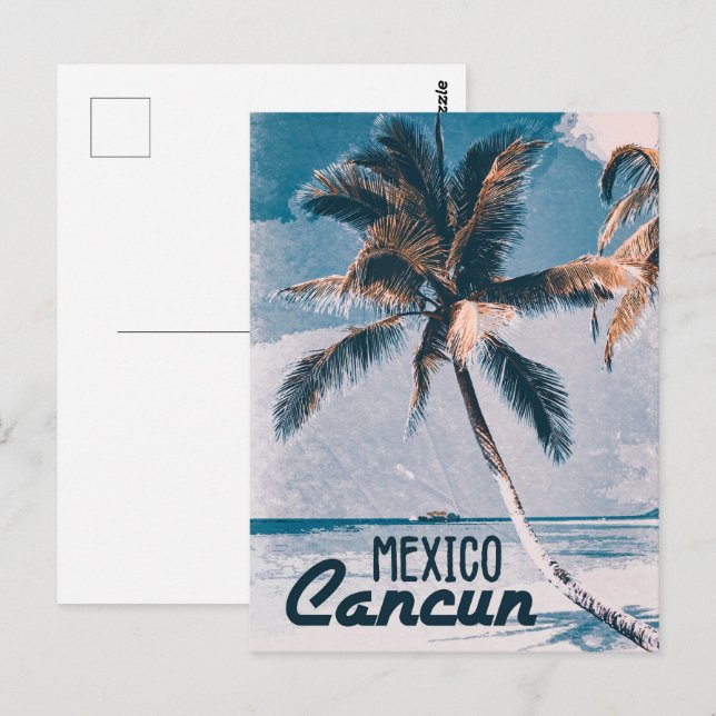 Cancun Mexico Vintages Poster Art Postkarte (Vorne/Hinten)