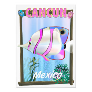 Cancun Mexikanisches tropisches Reiseplakat Fotodruck