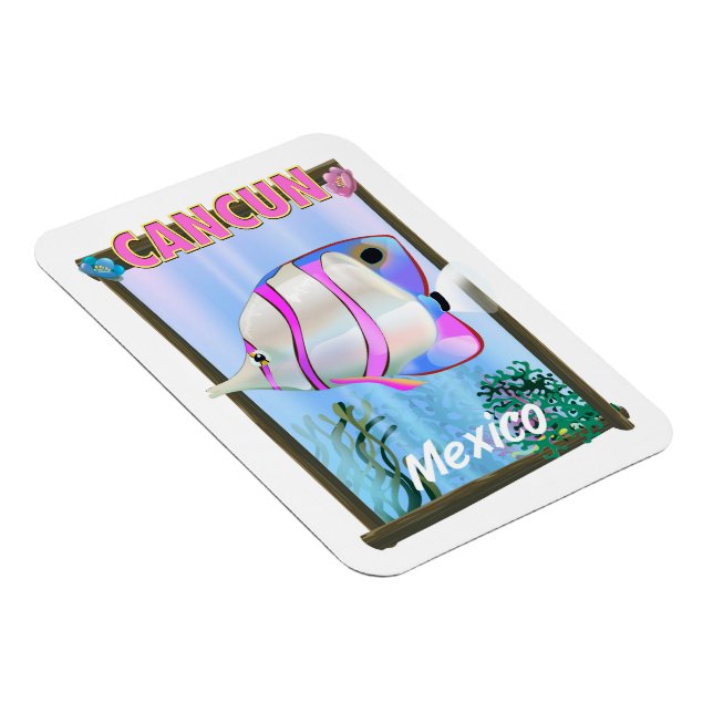 Cancun Mexikanisches tropisches Reiseplakat Magnet (Rechte Seite)
