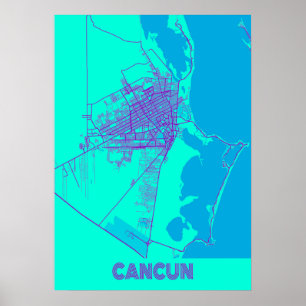 Cancun - Mexiko Galaxy City Karte Poster