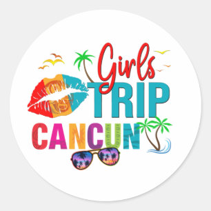 Cancun Mexiko Girls Reise farbenfrohe Ferien Runder Aufkleber