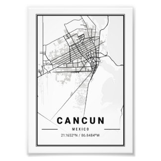 Cancun - Mexiko - Ligte Stadtkarte Fotodruck