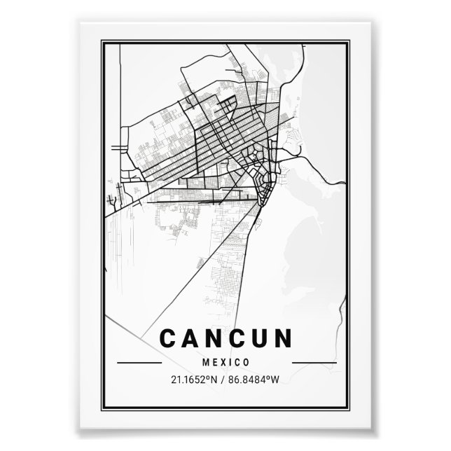 Cancun - Mexiko - Ligte Stadtkarte Fotodruck (Vorne)