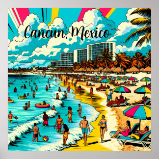 Cancun, Mexiko mit einem Pop Art Vibe Poster
