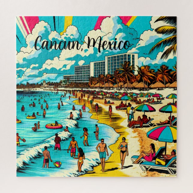 Cancun, Mexiko mit einem Pop Art Vibe Puzzle (Vertikal)