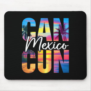 Cancun Mexiko Palme Sonnenuntergang Strand Sommerf Mousepad