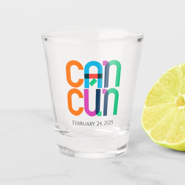 Cancun Mexiko Pop Kunst Personalisiert Schnapsglas (Vorderseite)