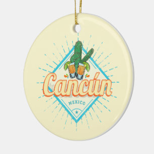 Cancun Mexiko Tanzender Kaktus Vintage Tequila Keramik Ornament