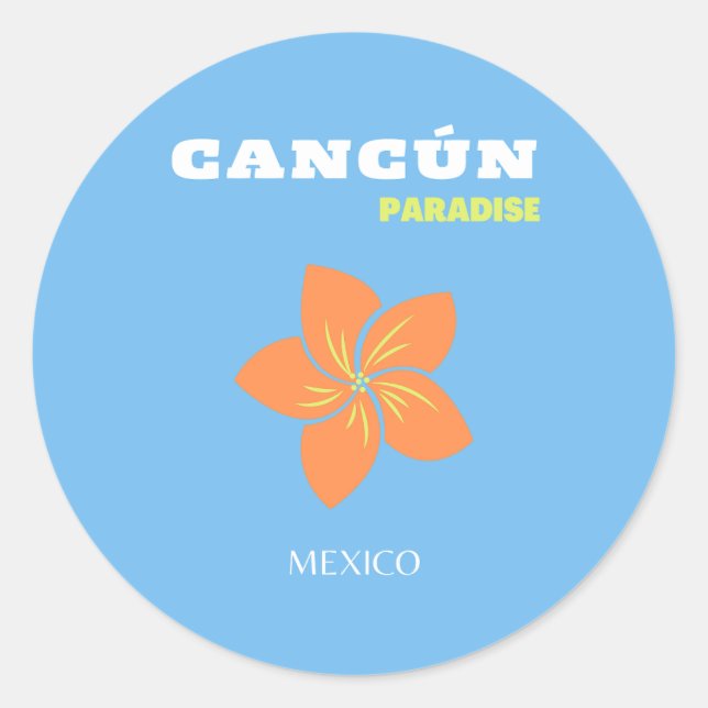 Cancun, Mexiko, Tropische Kunst, Reisekunst, Prepp Runder Aufkleber (Vorderseite)