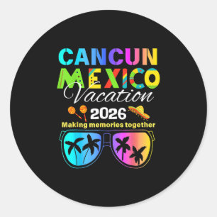 Cancun Mexiko Urlaub Strand 2026 Reise Gruppe Squa Runder Aufkleber