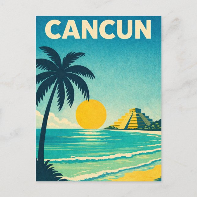Cancun Mexiko Vintage Reise Postkarte (Vorderseite)