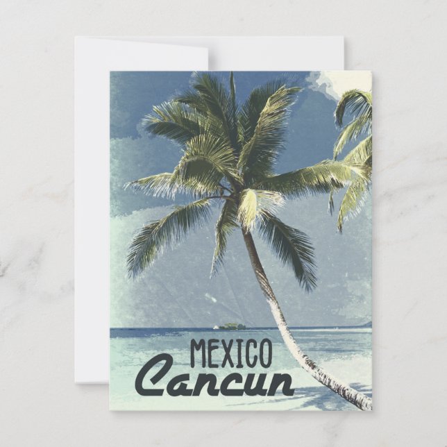 Cancun, Mexiko, Vintage Travel Wanderlust Urlaub Karte (Vorderseite)