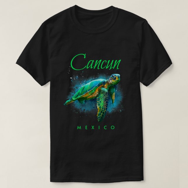 Cancun Mexiko Wasserfarbenschildkröte 354 T-Shirt (Design vorne)