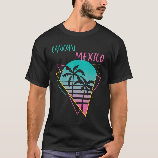 Cancun Palm tree Mexico Vacation Beach Ocean Surfi T-Shirt (Vorderseite)
