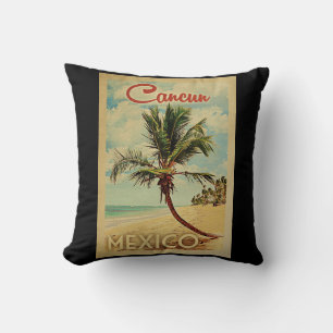 Cancun Palm Tree Vintage Travel Kissen