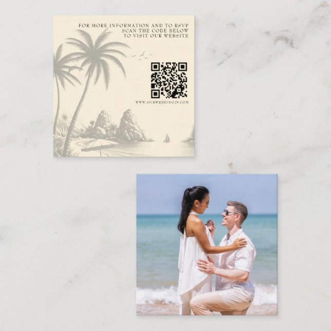 Cancun Passport Wedding QR Begleitkarte (Vorne/Hinten)