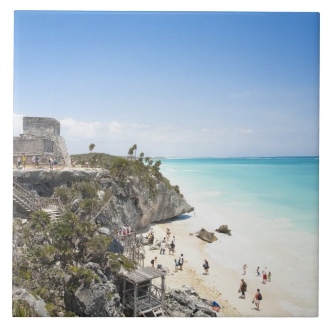 Cancun, Quintana Roo, Mexiko - Ruinen auf einem Hü Fliese (Vorderseite)