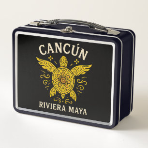 Cancun & Riviera Maya Tropischer Urlaub Retro-Typo Metall Brotdose