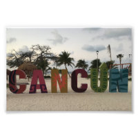 Cancun Sign - Playa Delfine, Mexiko Foto Print