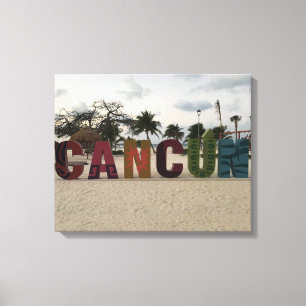 Cancun Sign - Playa Delfine, Mexiko-Leinwand Leinwanddruck