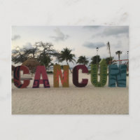 Cancun Sign - Playa Delfine, Mexiko Postcard