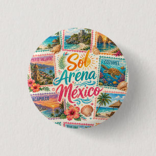 Cancun Sonne Sand Mexiko Schöne Strände Tropisch Button