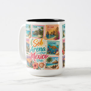 Cancun Sonne Sand Mexiko Schöne Strände Tropisch Zweifarbige Tasse