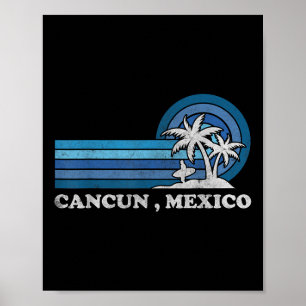 Cancun Strand Mexiko Familie Sommerurlaub Vintage Poster