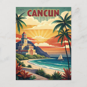 Cancun Strand Mexiko Vintage Reise Postkarte