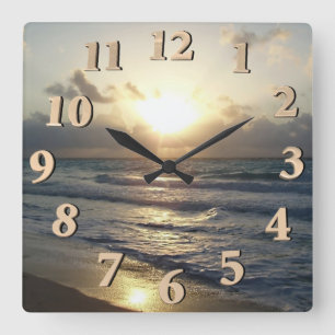 Cancun Sunrise Square Wall Clock Quadratische Wanduhr
