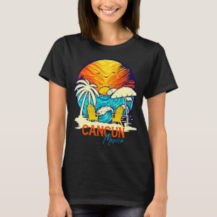 Cancun Sunset Beach Mexiko Ferienpaare Familie T-Shirt
