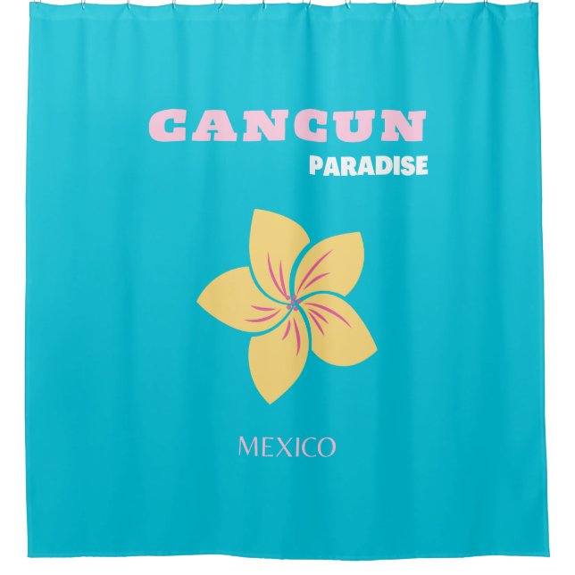 Cancun Travel Art, Mexico Travel Art, Preppy, Blue Duschvorhang (Vorderseite)