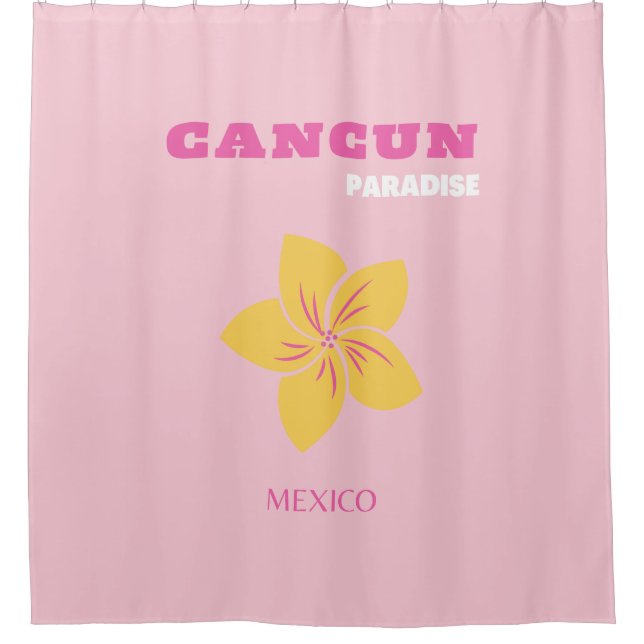 Cancun Travel Art, Mexiko, Preppy, Pink Preppy Art Duschvorhang (Vorderseite)