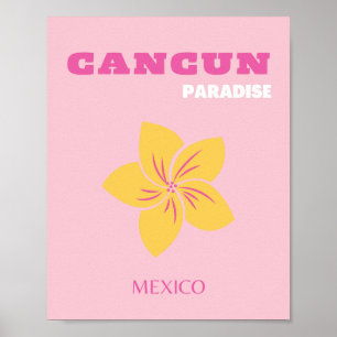 Cancun Travel Art, Mexiko, Preppy, Pink Preppy Art Poster