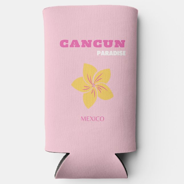 Cancun Travel Art, Mexiko, Preppy, Pink Preppy Art Selters Dosenkühler (Vorderseite)