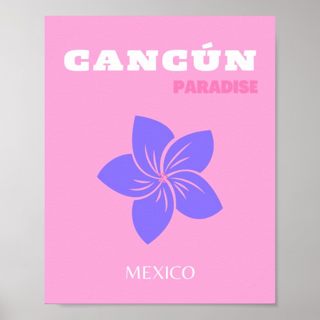 Cancun, Tropische Kunst, Preppy, Preppy Room, Rosa Poster (Vorne)