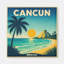 Cancun Vintage Reiseplakat Magnet