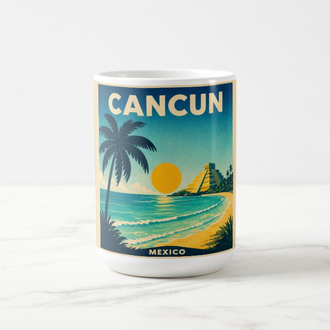 Cancun Vintage Reiseplakat Tasse (Mittel)