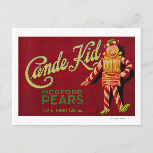 Cande Kid Pear Crate LabelMedford, OR Postkarte (Vorderseite)