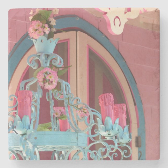 Candelabra und Pink - Martha's Weinberg Steinuntersetzer (Vorderseite)