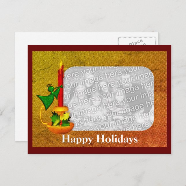 Candle Angel Weihnachtsfeiertag Foto Postkarte (Vorne/Hinten)
