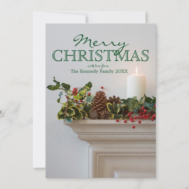 Candle auf einem Kamin Feiertagskarte (Vorderseite)