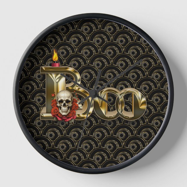 Candle Boo Halloween Wall Clock Uhr (Vorderseite)