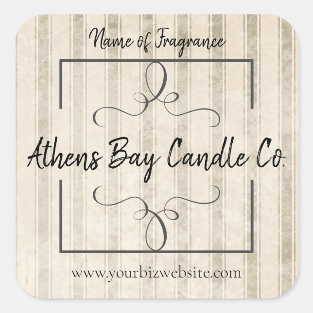 Candle-Business-Label Quadratischer Aufkleber (Vorderseite)