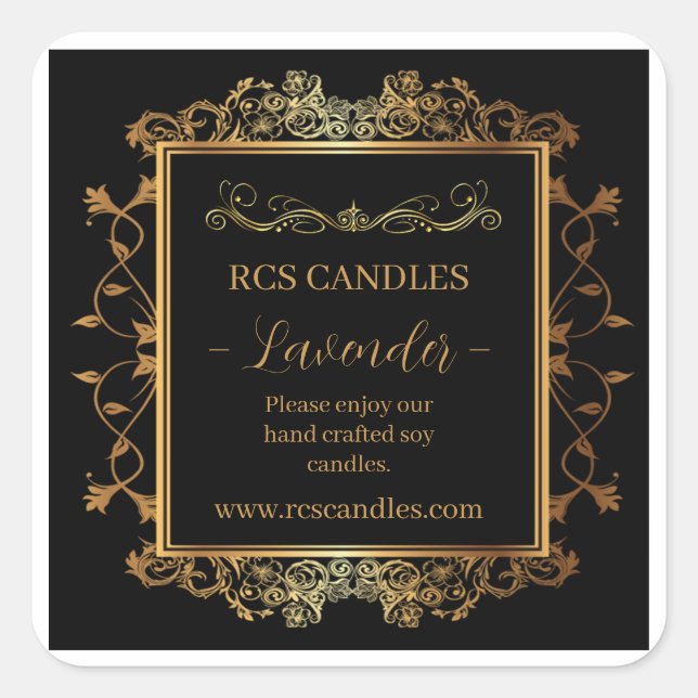 Candle-Business-Label Quadratischer Aufkleber (Vorderseite)