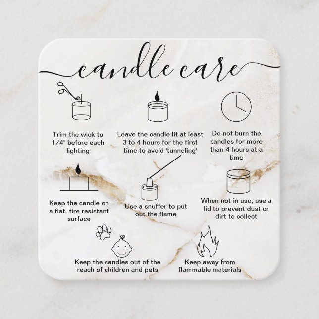 Candle Care Card Dankeschön-Karte aus Liebe Quadratische Visitenkarte (Vorderseite)