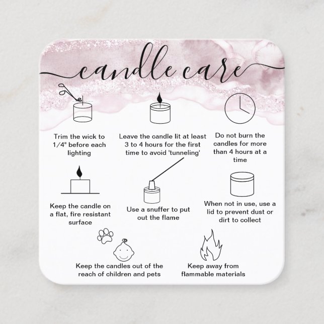 Candle Care Card Dankeschön-Karte aus Liebe Quadratische Visitenkarte (Vorderseite)