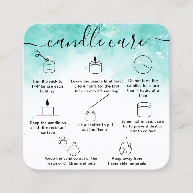 Candle Care Card Dankeschön-Karte aus Liebe Quadratische Visitenkarte (Vorderseite)
