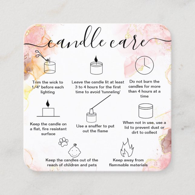 Candle Care Card Dankeschön-Karte aus Liebe Quadratische Visitenkarte (Vorderseite)